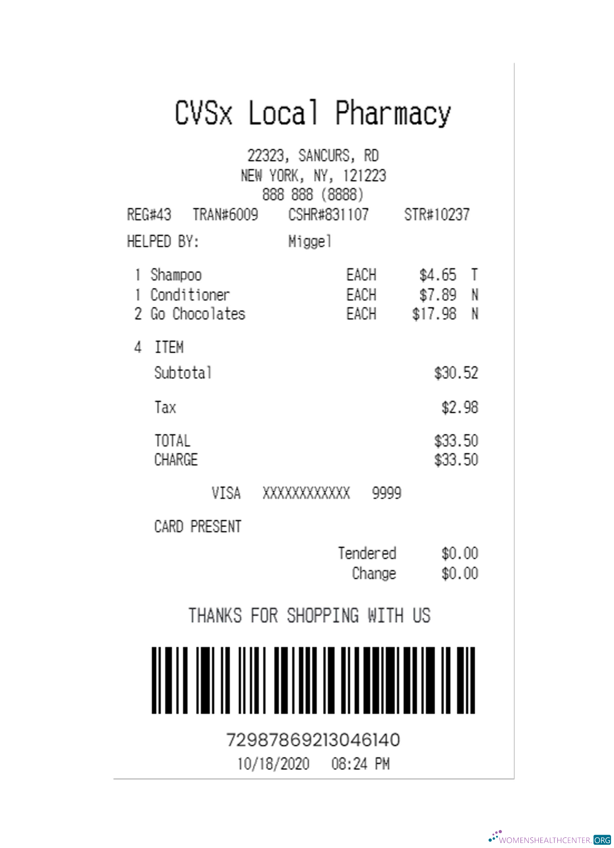 Download CVSx LOCAL PHARMACY payment receipt Photoshop template